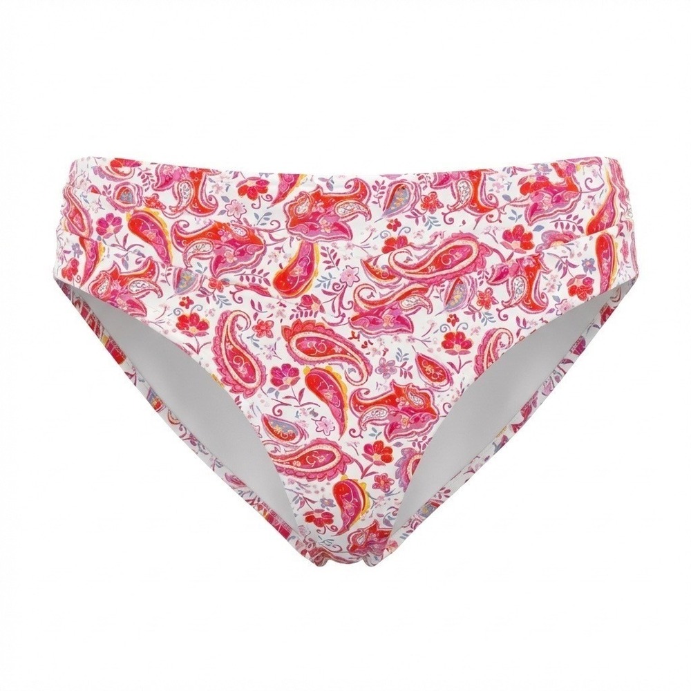 TIME & TRU Mid-Rise V-Front Bikini Swim Bottoms 3X (24W-26W) Pink Paisley NEW